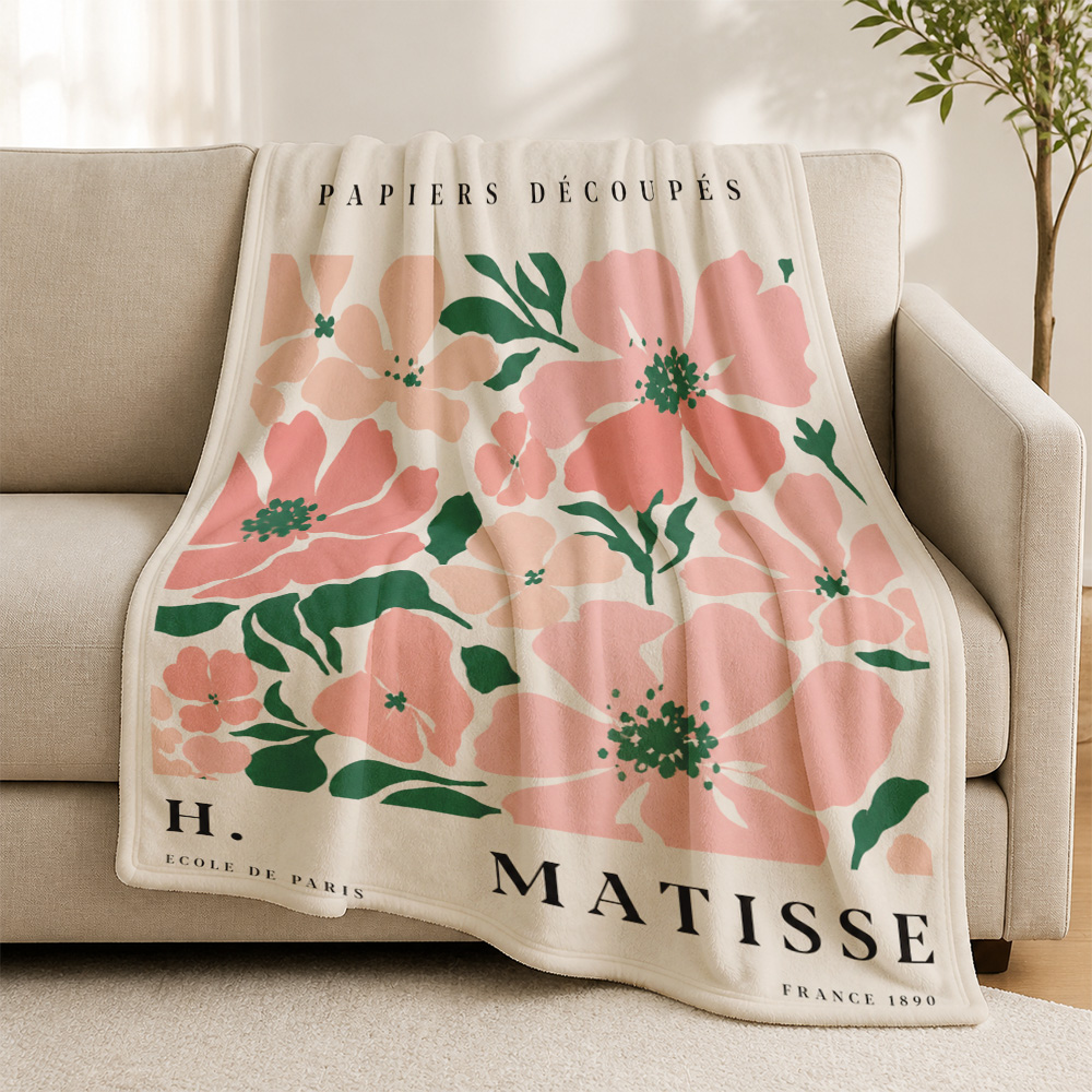 Travel Accessories Gift Ideas - Bohemische Matisse-Decke mit Pariser Blumenmuster, gemütliche