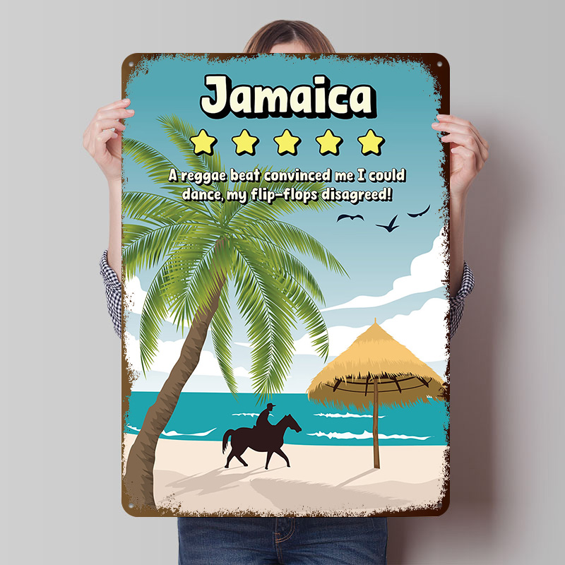 Travel Accessories For Jamaica - Jamaica Lustiges Reise-Metallposter, individuelle Wandkunst, Retro-Vintage-Blechschilder