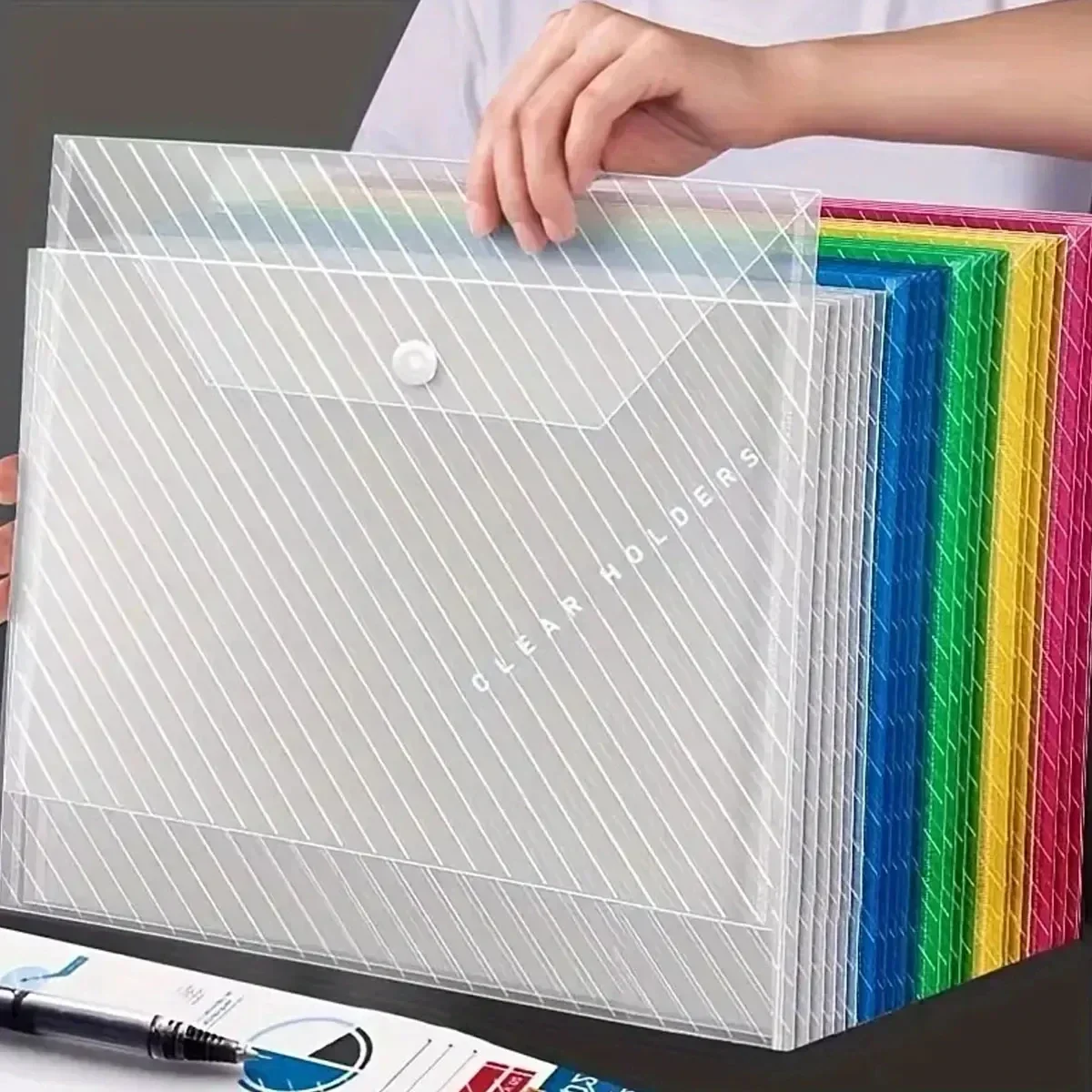 Document Organizer Folder - 10/5 Stück A4 transparente Ordner-Aktentasche, Poly-Briefpapier-Aufbewahrung,