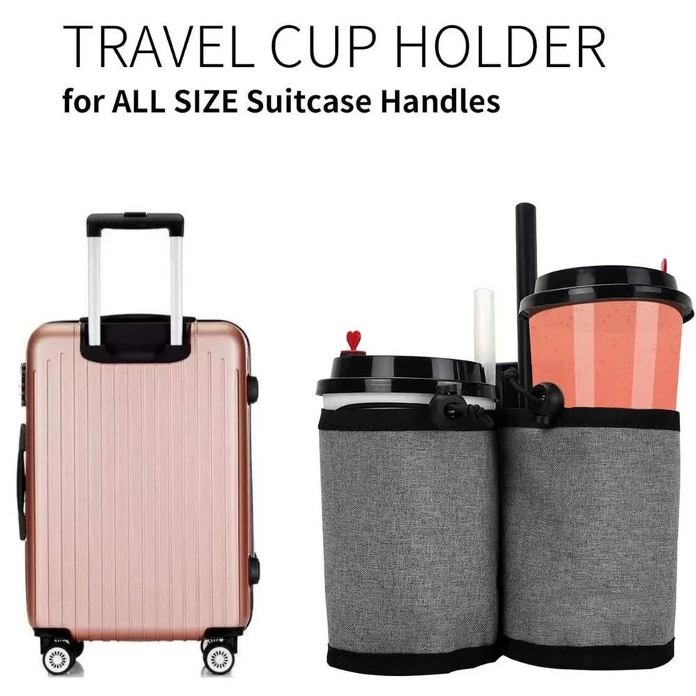 Travel Accessories List - Neuer Gepäckgriff-Wasserflaschenhalter, Doppelbecher-Aufbewahrungstasche, verstellbarer Getränkehalter mit