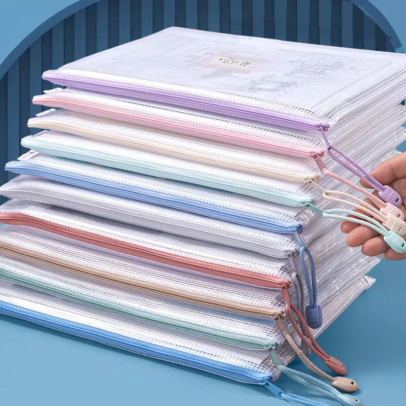 Document Organizer Folder - A4A5 Plastik-Netz-Reißverschluss-Dokumententasche Wasserdichter Dokumentenbeutel Mehrfarbig für