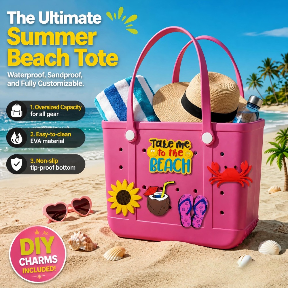 Travel Accessories Deals - Übergroße Gummi-Strandtasche für Damen, Sanddichte Reisetasche