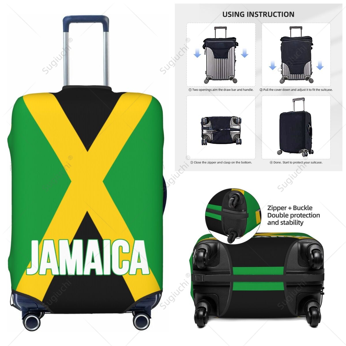 Travel Accessories For Jamaica - Gepäckschutzhülle mit Jamaika-Flagge, elastische Staubschutzhülle für