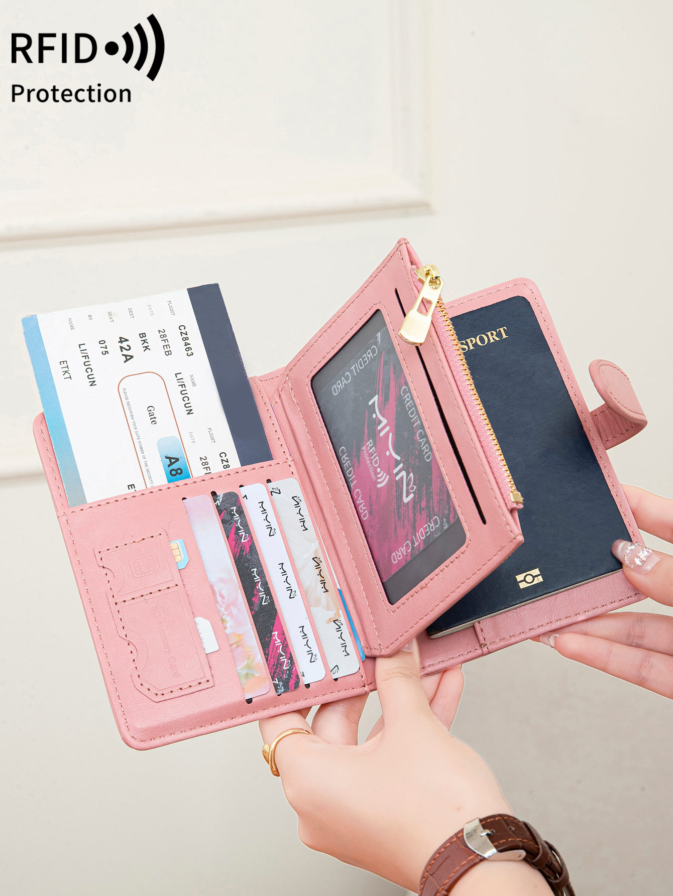 Travel Accessories For Plane - Multifunktionale RFID-Schutz-Reisepasshülle, Modische Reisepasshülle mit mehreren
